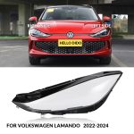 2023 Year Volkswagen Lamando Headlight Lens Cover has been installed on a car. 2023 Year Volkswagen Lamando Headlight Lens Cover has been installed on a car.